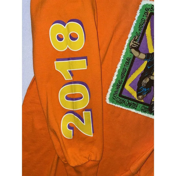 Bruno Mars 24k Magic World Tour‎ Size Large 2018 Tee Orange Long Sleeve Shirt - Picture 5 of 5